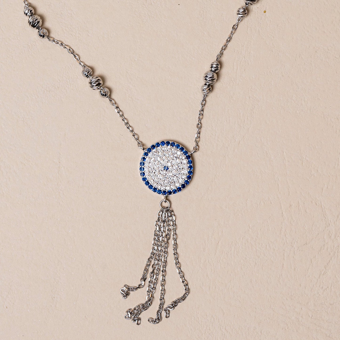 P925 silver evil eye charms chain necklace