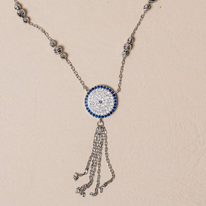 P925 silver evil eye charms chain necklace