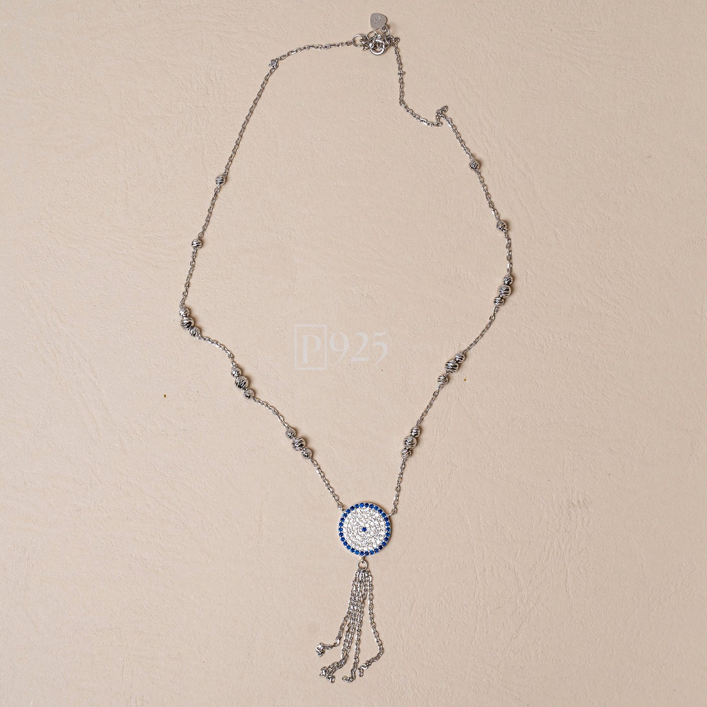 P925 silver evil eye charms chain necklace