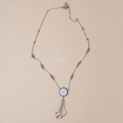 P925 silver evil eye charms chain necklace