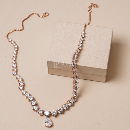 P925 Silver The Forever Solitaire rose gold necklace.