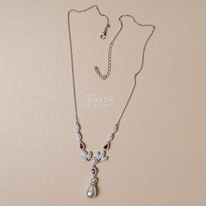 P925 Silver The Simple Sophistication cz diamond necklace