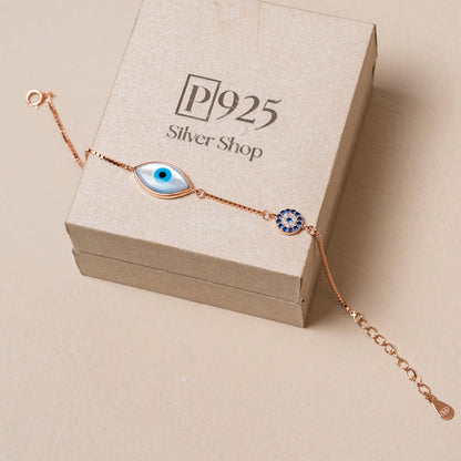 P925 silver evil eye charms bracelet