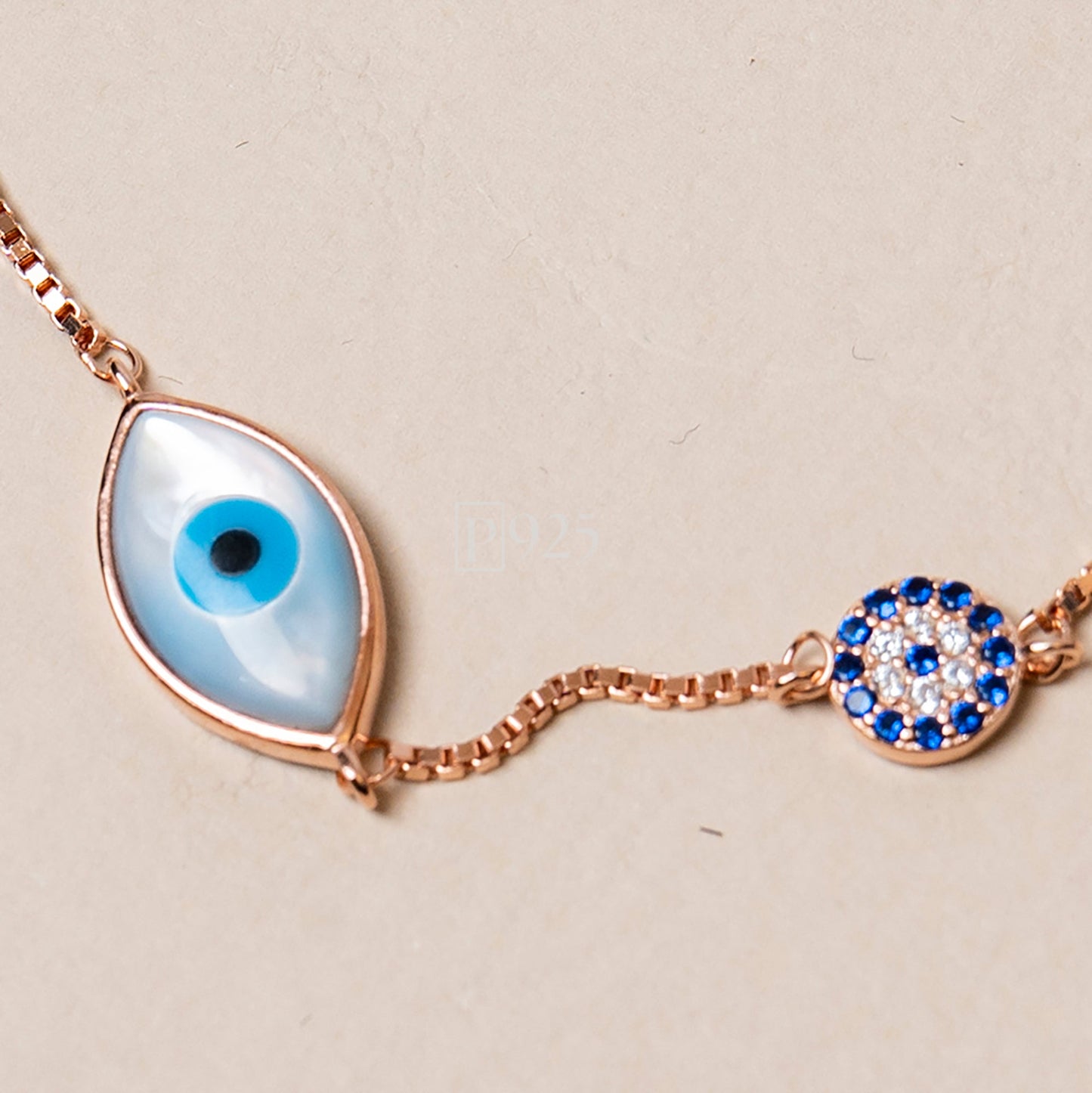 P925 silver evil eye charms bracelet