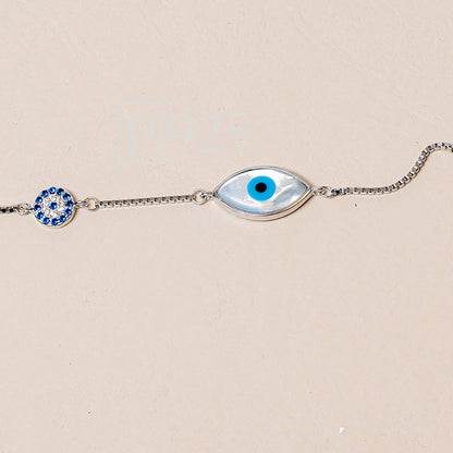 P925 silver evil eye charms bracelet