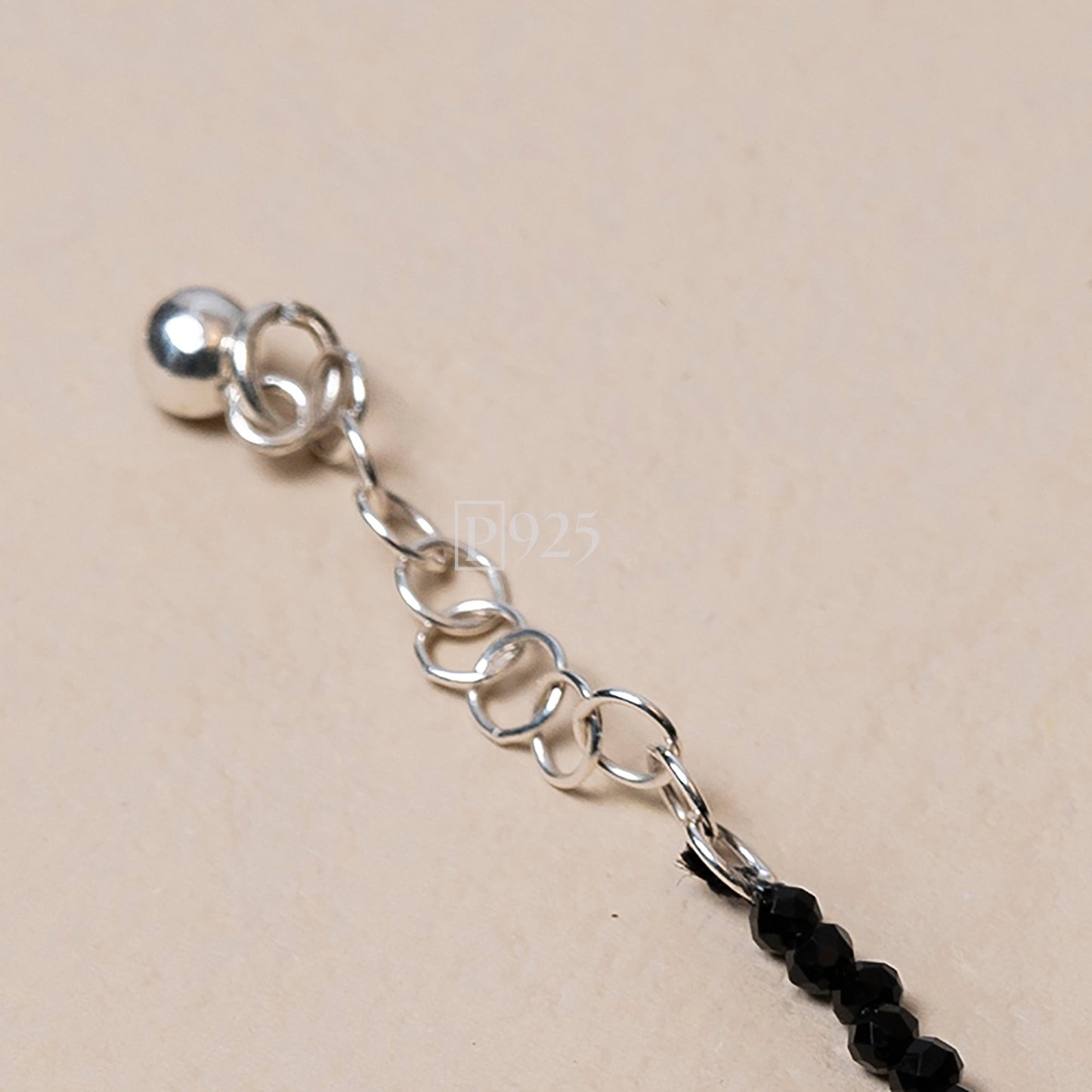 P925 Silver Simple black silver beads bracelet