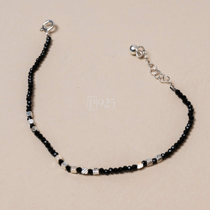 P925 Silver Simple black silver beads bracelet