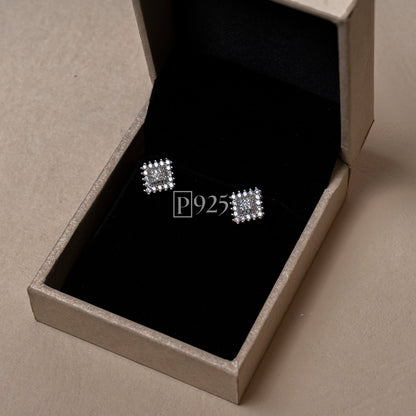 P925 Silver diamond shape pendant set