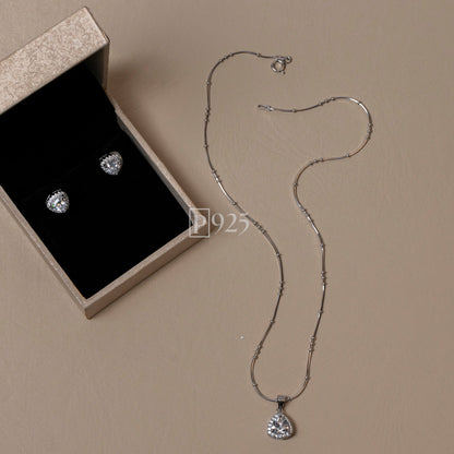 P925 Silver CZ Infinity solitaire pendant set