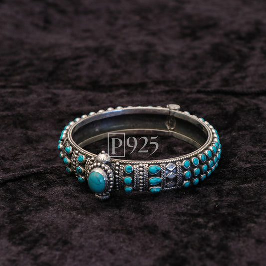 P925 Teal blue studded Single Kada