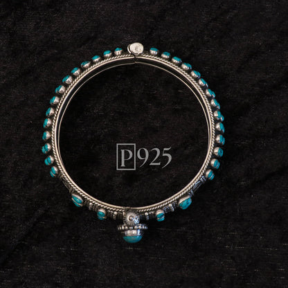 P925 Teal blue studded Single Kada