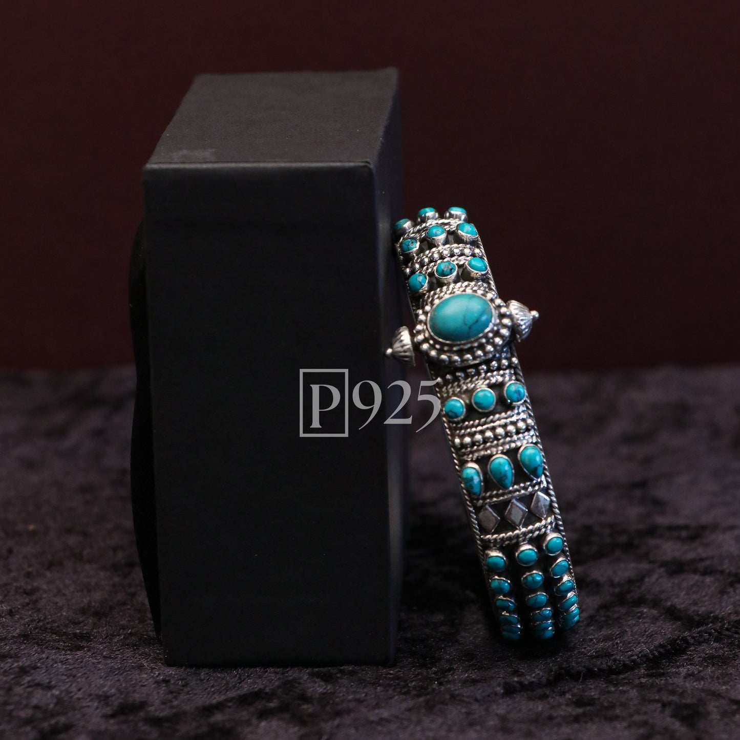 P925 Teal blue studded Single Kada