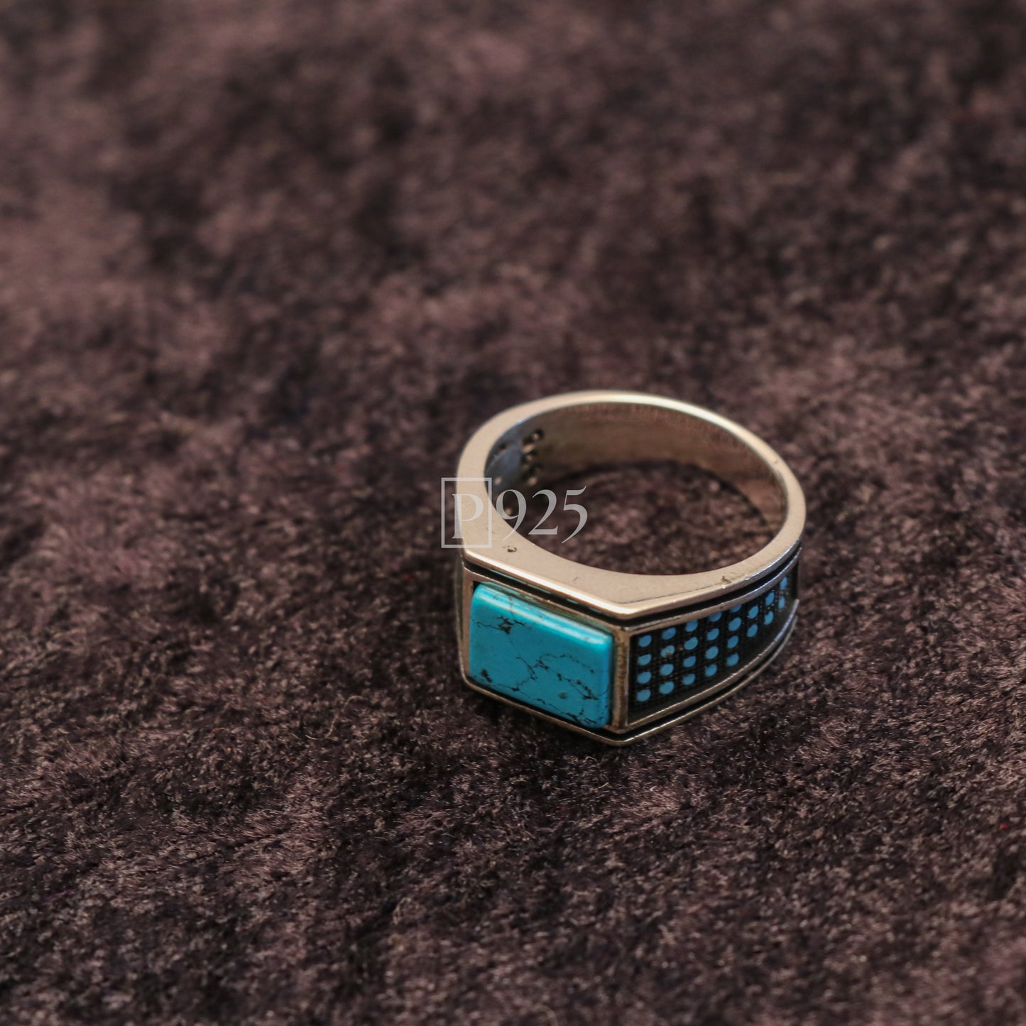 P925 Rustic Teal Silver Ring