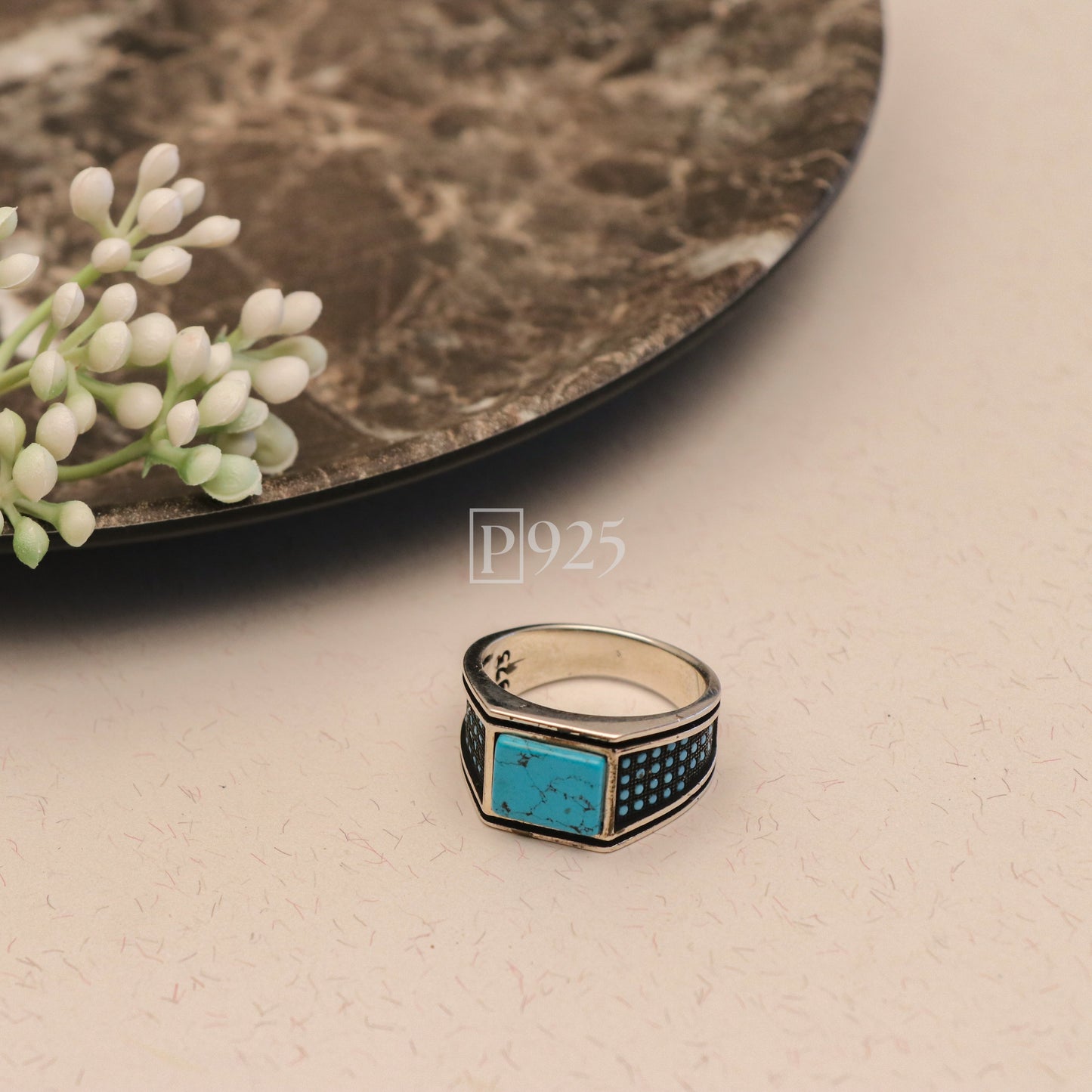 P925 Rustic Teal Silver Ring