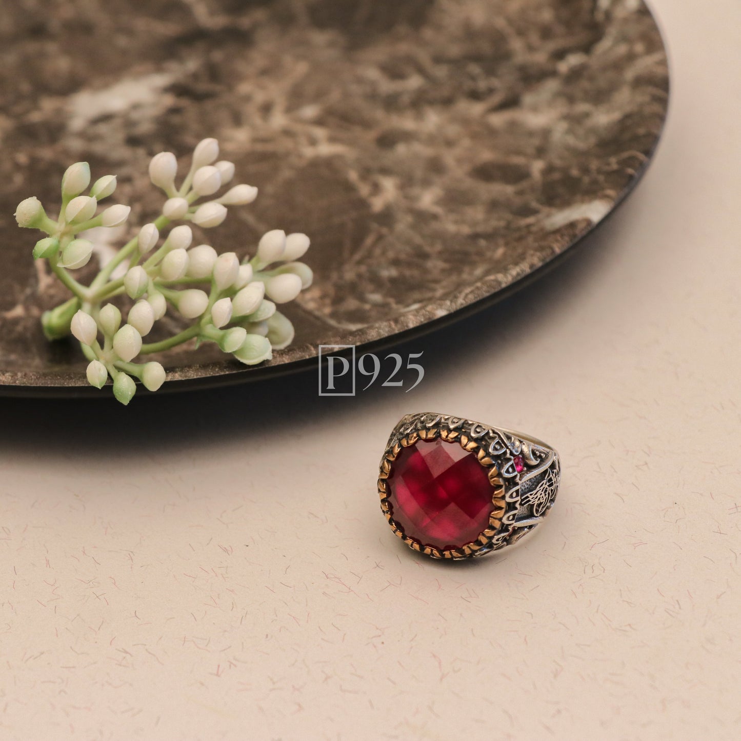 P925 Oval Ruby Silver Ring